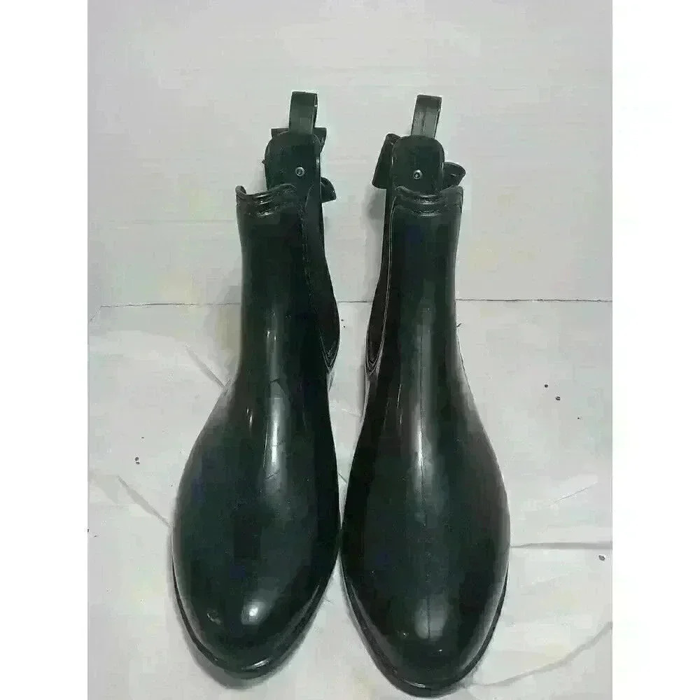 Catherine Malandrino Brielle‎ Chelsea Black Rubber Ankle Rain Boots Sz 41 US 10